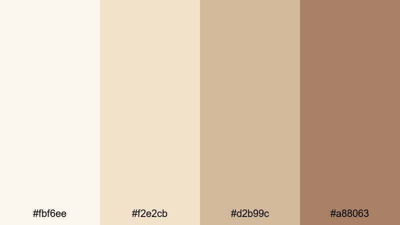 sunlit linen retreat beige brown color palette with hex codes