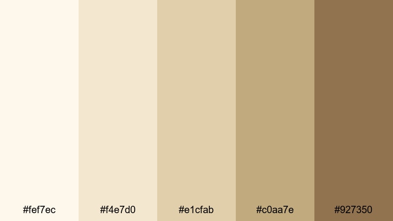 sunlit linen story white ivory color palette with hex codes