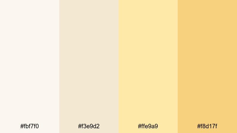 sunlit linen whisper white yellow color palette with hex codes