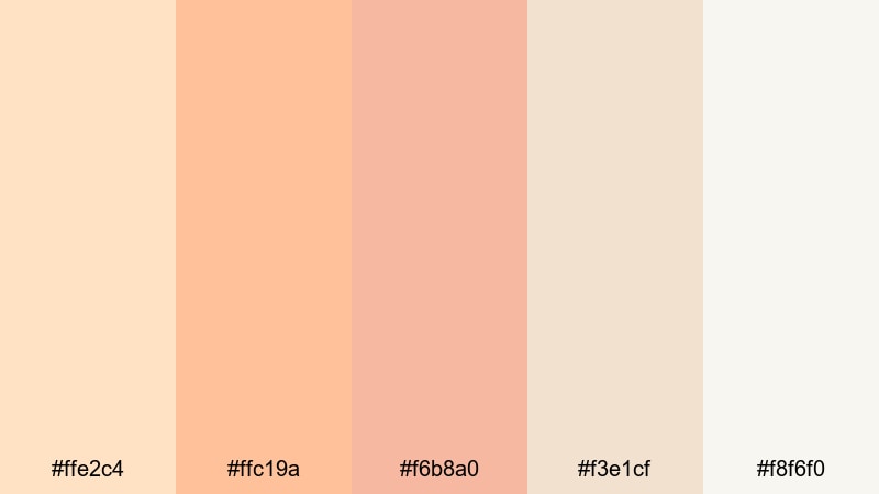sunlit peach vows apricot color palette with hex codes