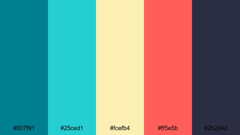 sunlit pier carnival ocean wave color palette with hex codes