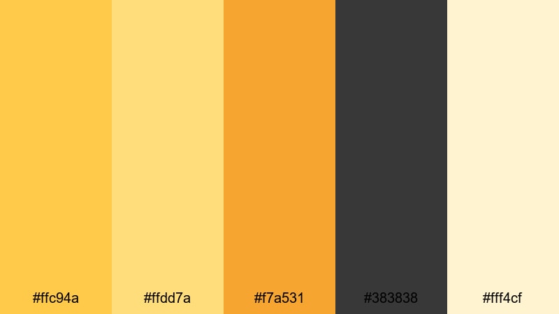 sunlit studio glow gold yellow color palette with hex codes
