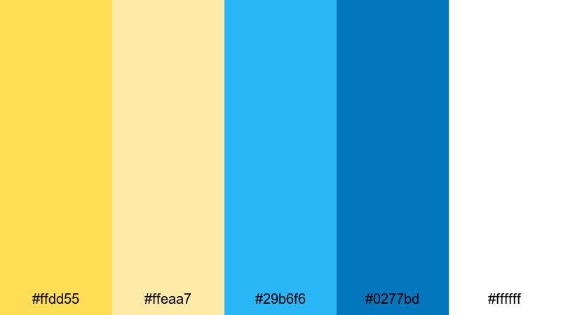 sunlit surf pop yellow blue color palette with hex codes