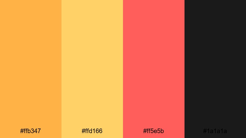 sunny creator toolkit yellow orange color palette with hex codes