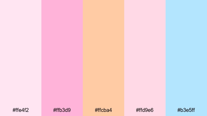 sunrise carnival glow cotton candy color palette with hex codes