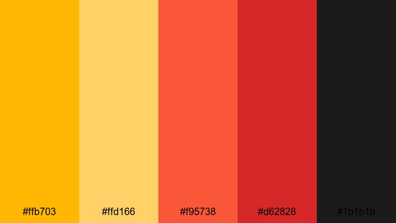sunrise market heat yellow red color palette with hex codes