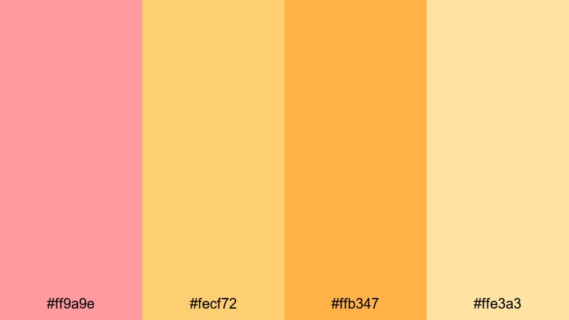 sunrise sorbet glow orange pink color palette with hex codes