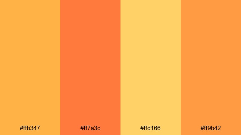 sunrise workout hype orange yellow color palette with hex codes