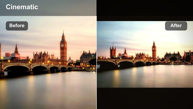 Warm golden-hour filter on city bridge walk