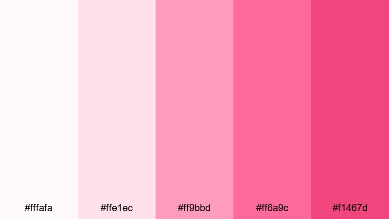 sunset blush highlights white pink color palette with hex codes