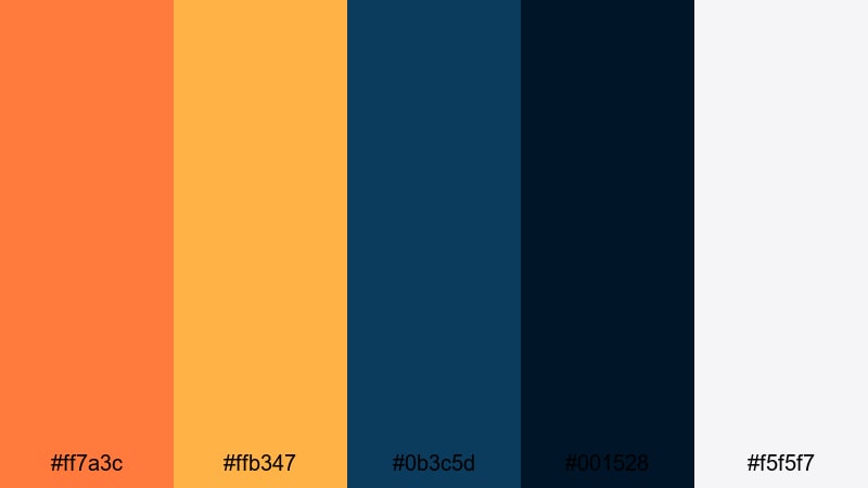 sunset cinema contrast orange blue color palette with hex codes