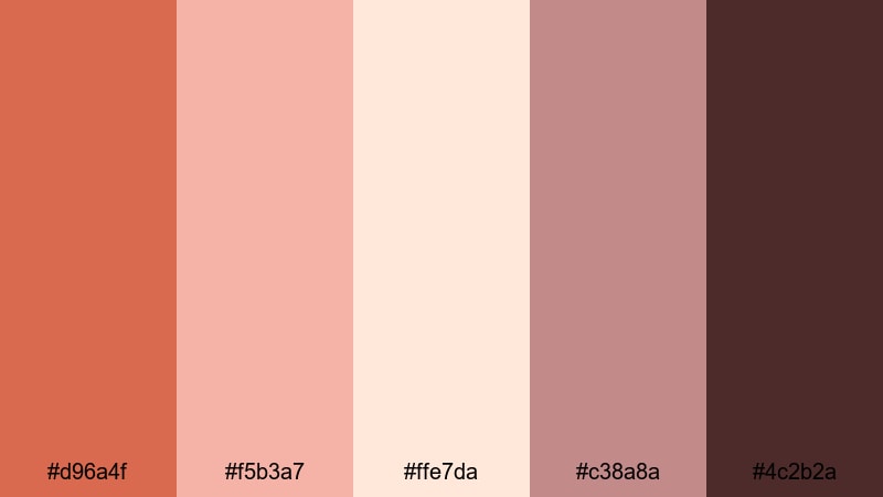 sunset clay blush terra cotta color palette with hex codes