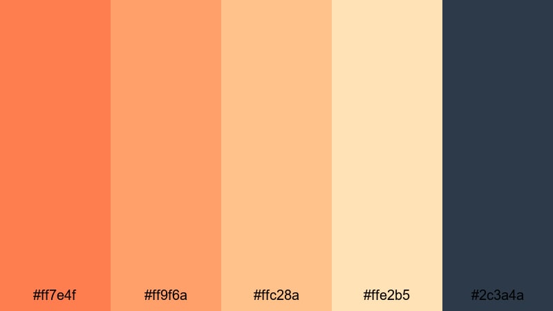 sunset coral horizon coral orange color palette with hex codes