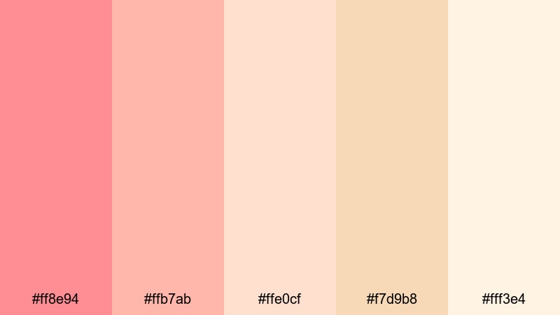 sunset montage blush pastel red color palette with hex codes