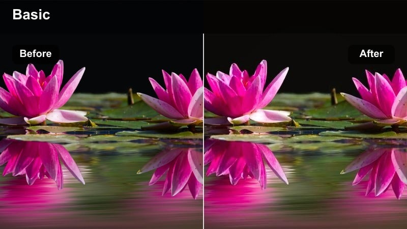 Wide shot of a cozy bedroom with golden hour sun lighting up the bed and sheets