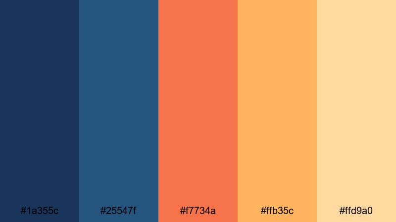 sunset stadium denim denim color palette with hex codes