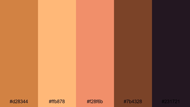 sunset studio backdrop tawny color palette with hex codes