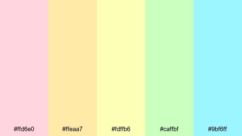 sunwashed city pastels bright color palette with hex codes