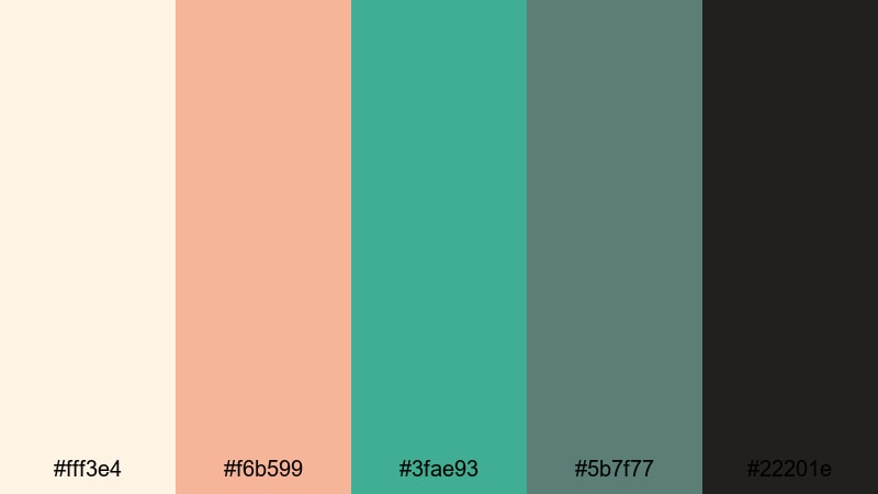 super 8 beach memory coral green color palette with hex codes