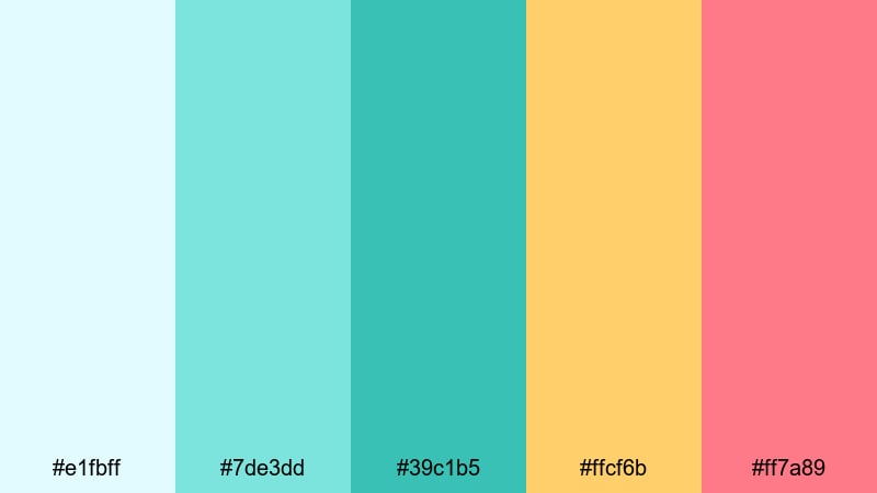 surf club retro blue mint green color palette with hex codes
