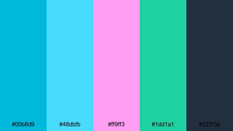 surfer brand pop turquoise blue color palette with hex codes