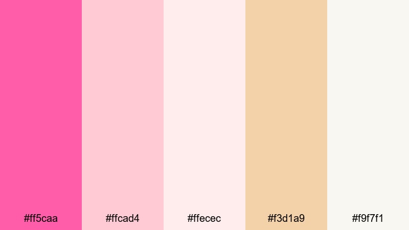 sweet bubble tea hot pink color palette with hex codes