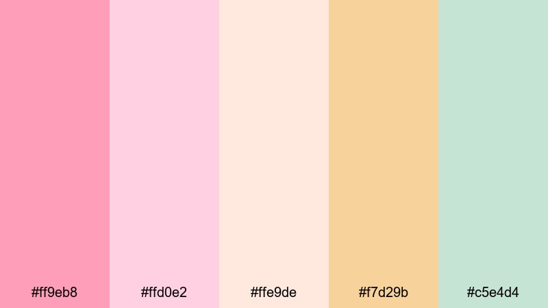 sweet cafe aesthetic candy pink color palette with hex codes