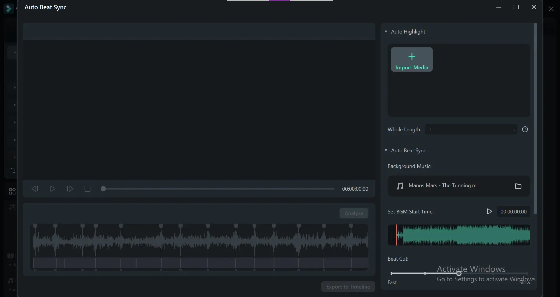 open auto beat sync tool in Filmora