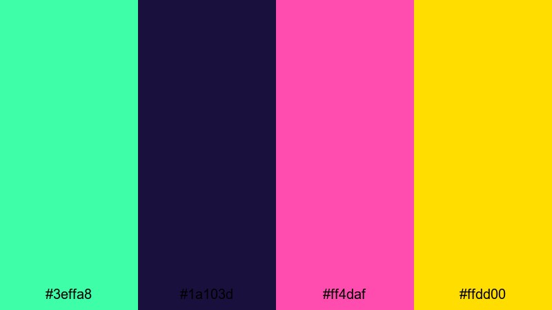 synthwave circuit neon neon green color palette with hex codes