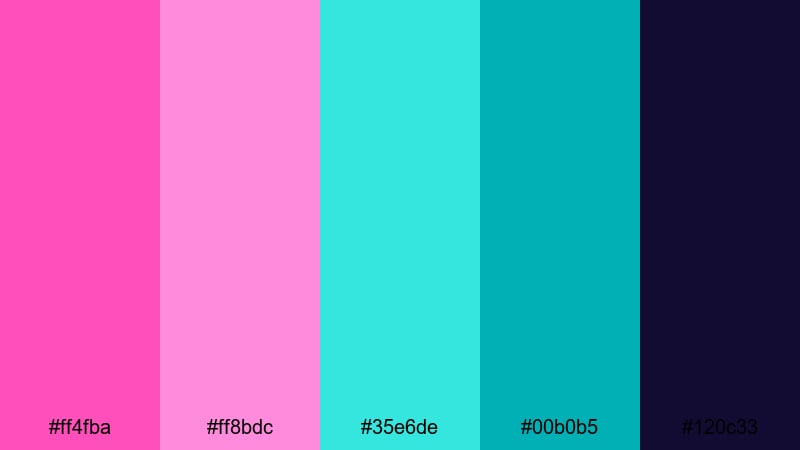 synthwave shoreline pink turquoise color palette with hex codes