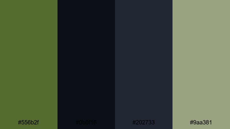 tactical night ops olive drab color palette with hex codes