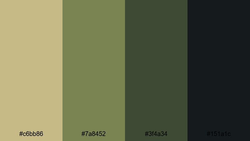tactical night sequence khaki color palette with hex codes