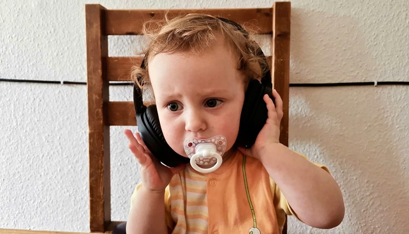 baby doing a podcast