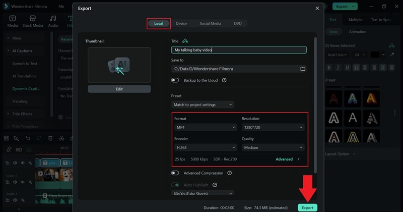export ai talking baby videos