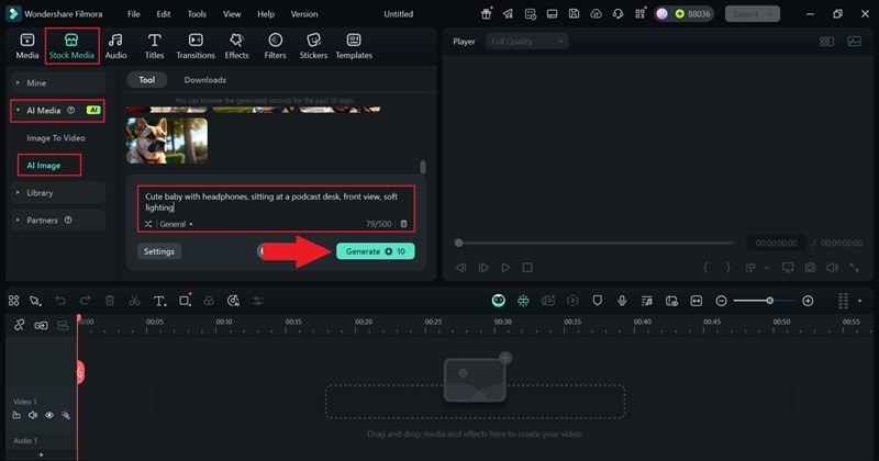 generate baby image with filmora ai