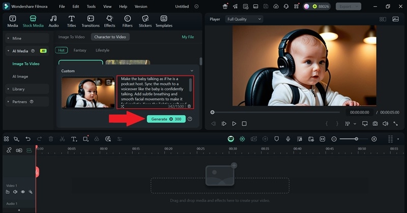 write your prompt and generate video