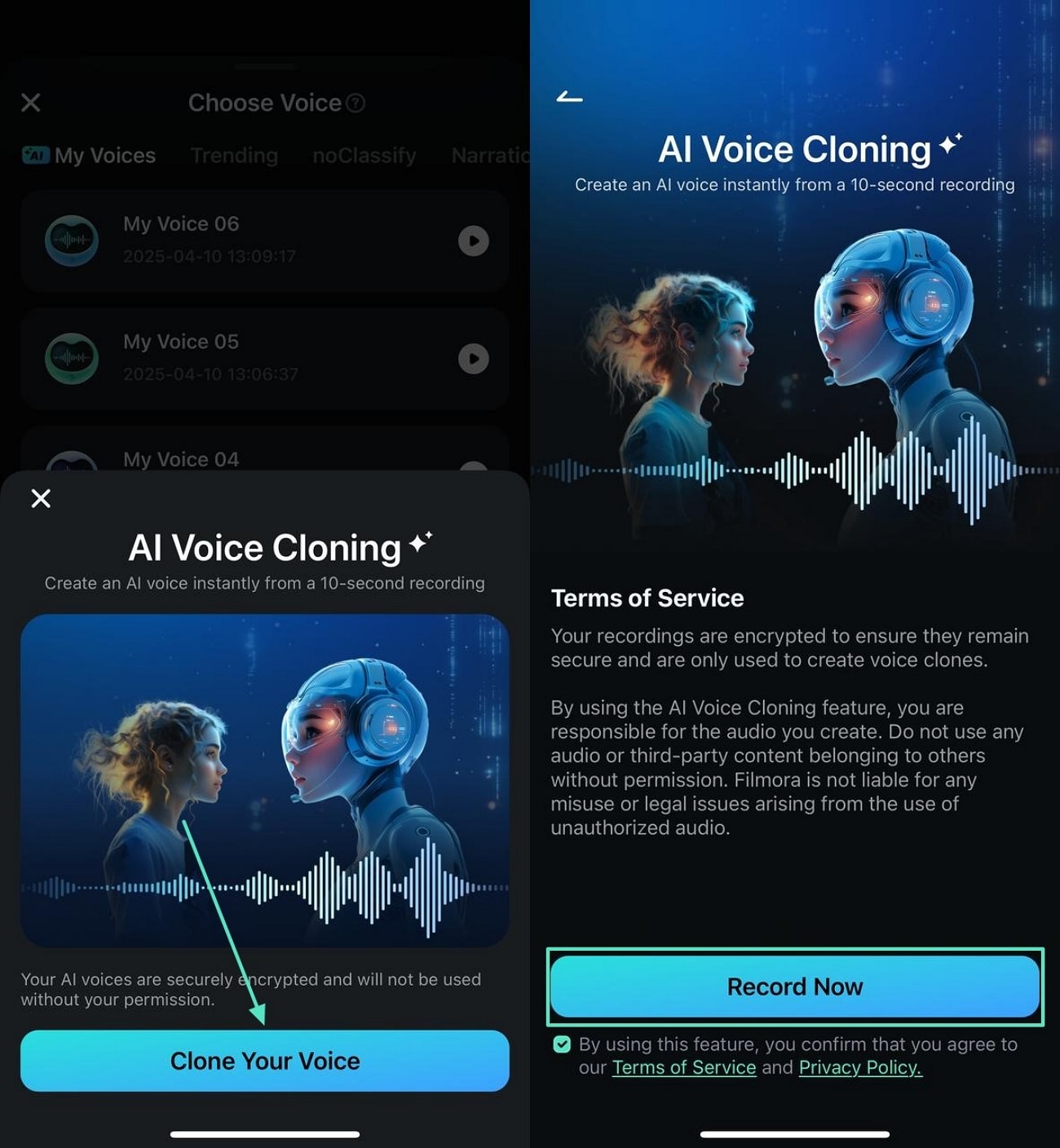 record your voice to clone it