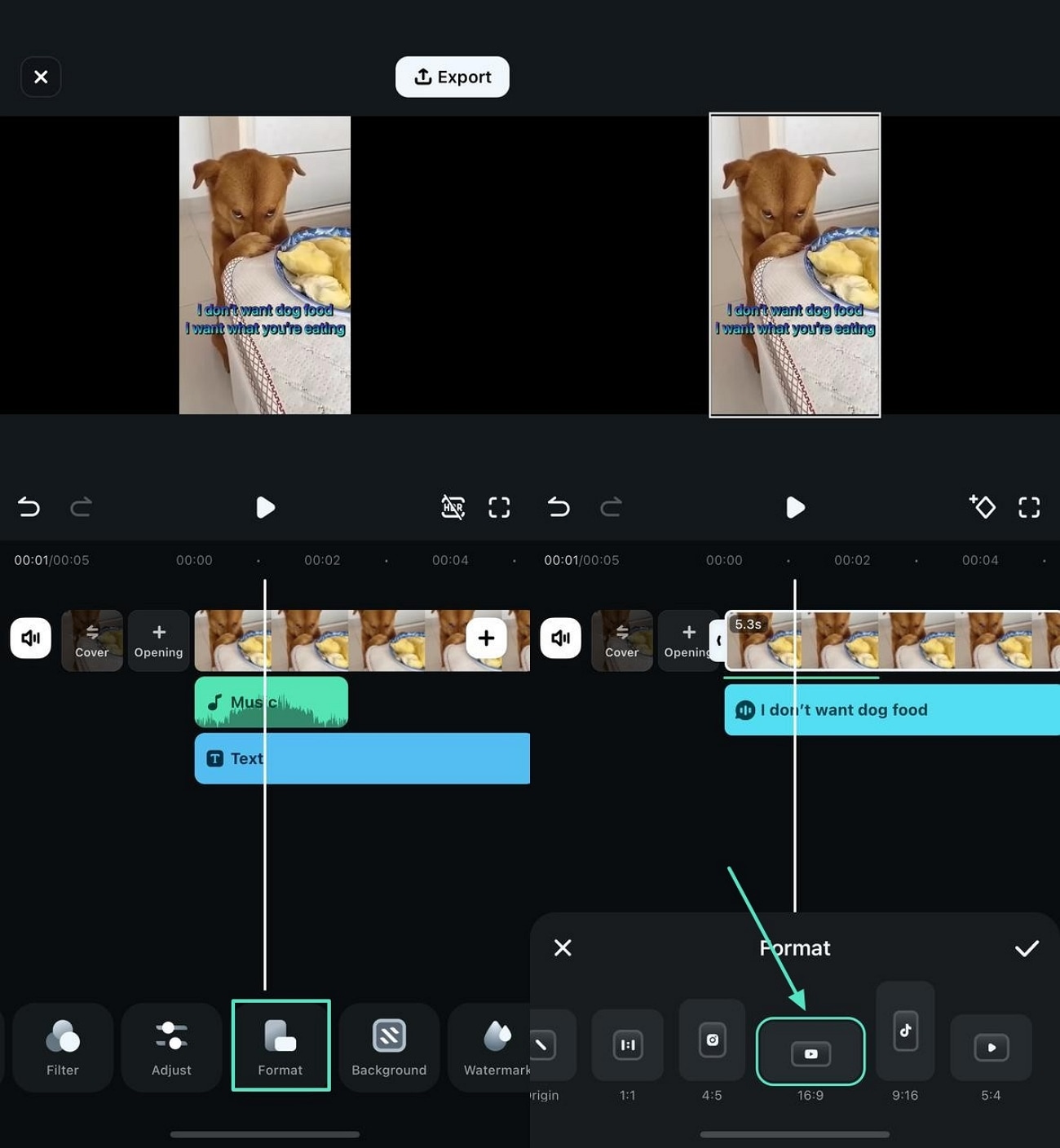 set format to youtube ratio