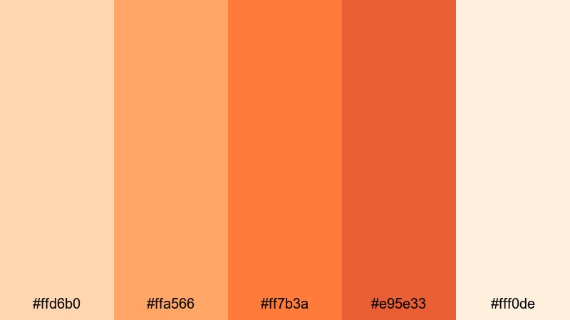 tangerine film light orange peach color palette with hex codes