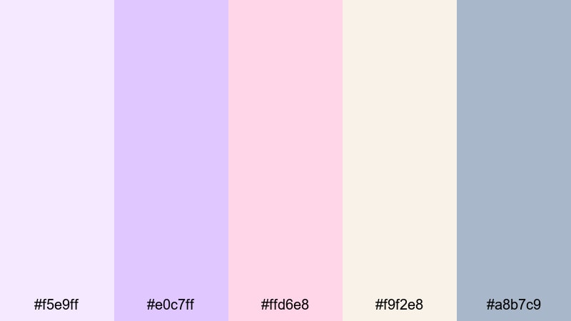 tea party lilac china lilac lavender color palette with hex codes