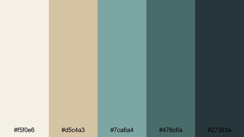 teal cinema grain vintage color palette with hex codes