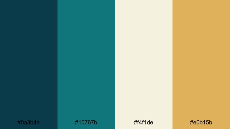 teal gold minimal luxe teal color palette with hex codes