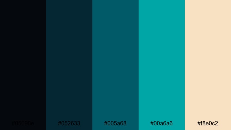 teal noir frame blue cyan color palette with hex codes