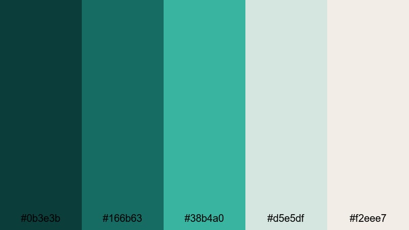teal noir frames turquoise green color palette with hex codes