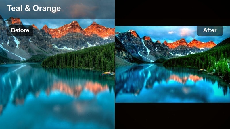 Teal and orange cinematic surf filter