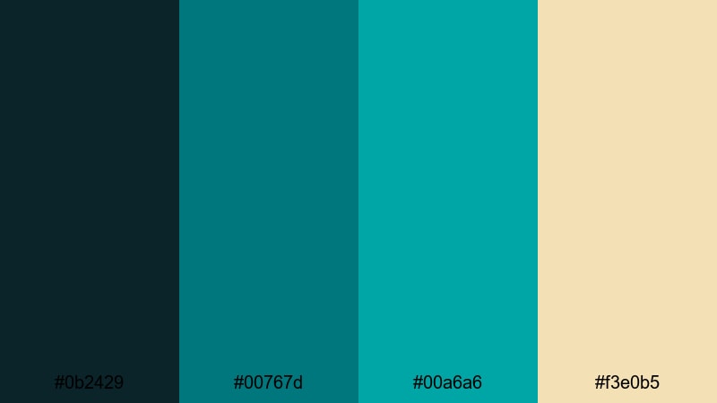 teal spotlight drama art deco color palette with hex codes