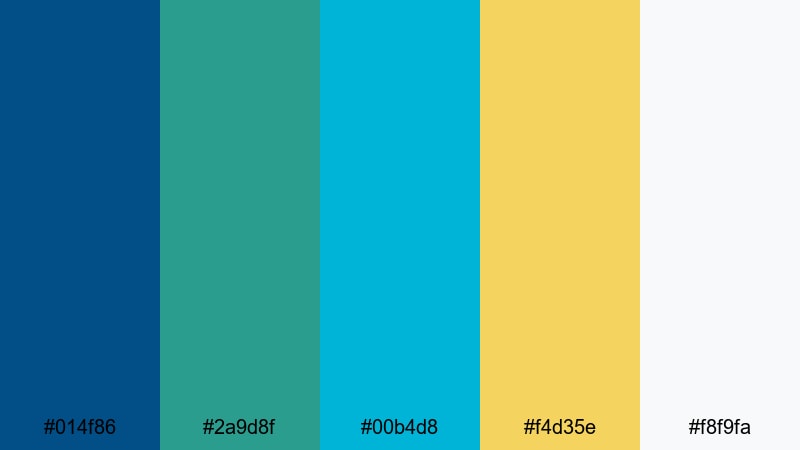 teal studio spotlight green blue yellow color palette with hex codes