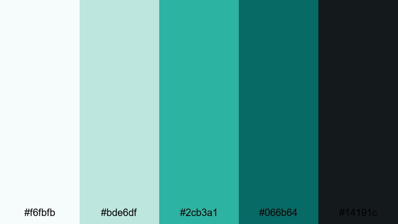 tech aqua interface turquoise green color palette with hex codes