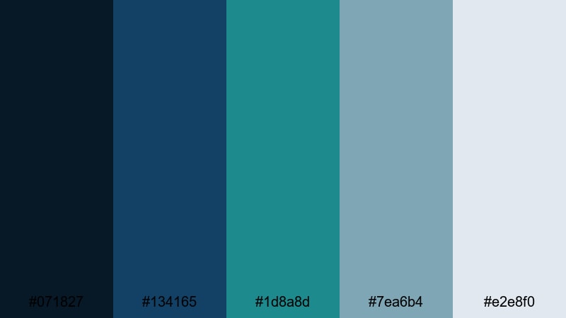 tech bay dashboard blue green gray color palette with hex codes
