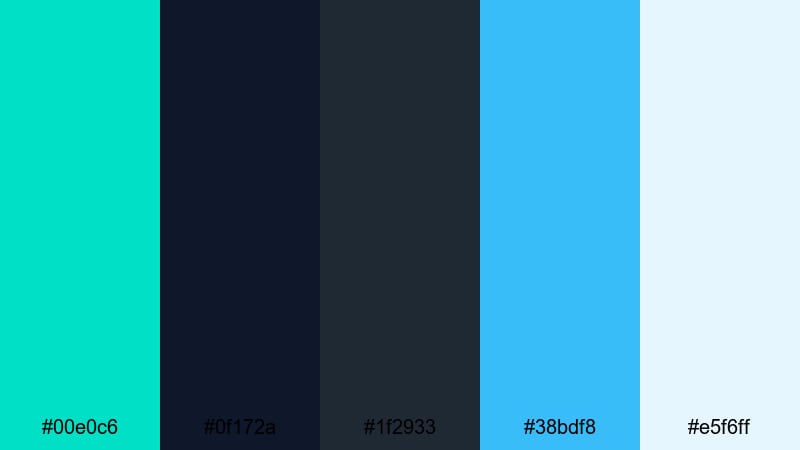 tech interface aqua aquamarine color palette with hex codes